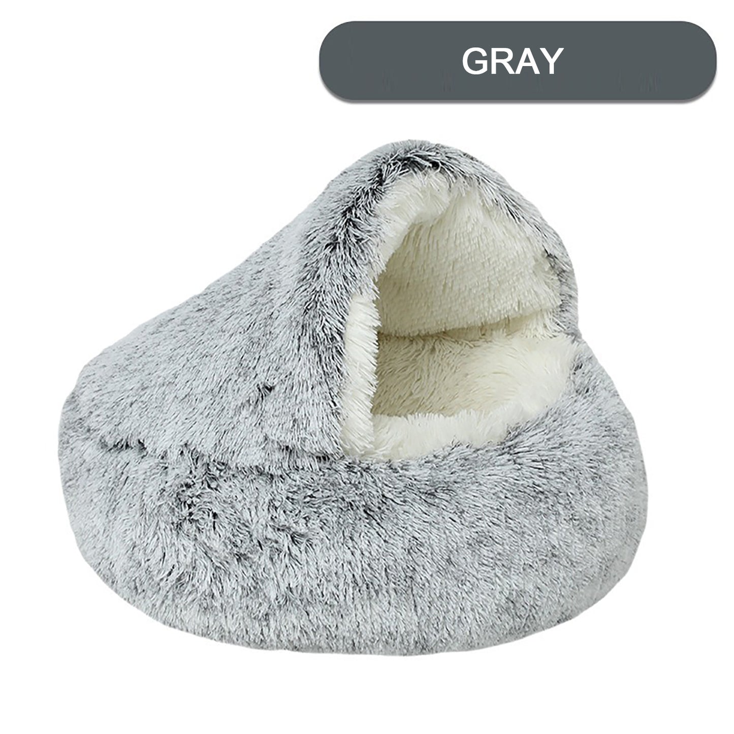 Luxurious Plush Round Cat Bed Cozy Half-Cave Haven