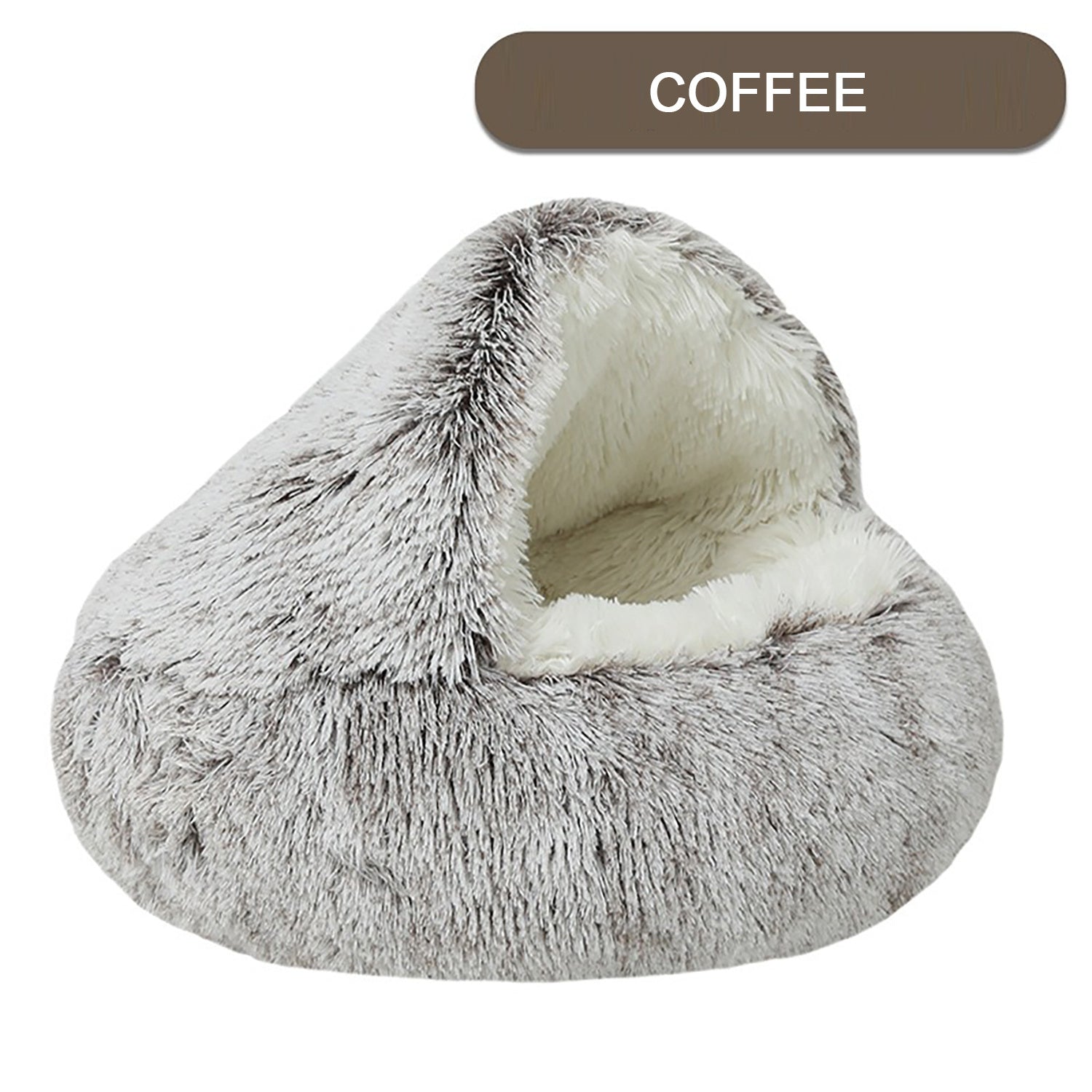 Luxurious Plush Round Cat Bed Cozy Half-Cave Haven