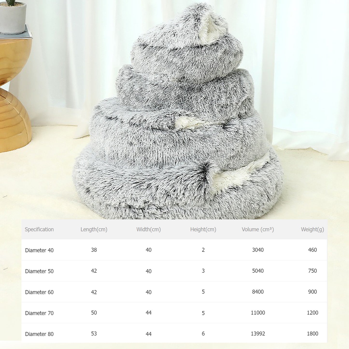 Luxurious Plush Round Cat Bed Cozy Half-Cave Haven