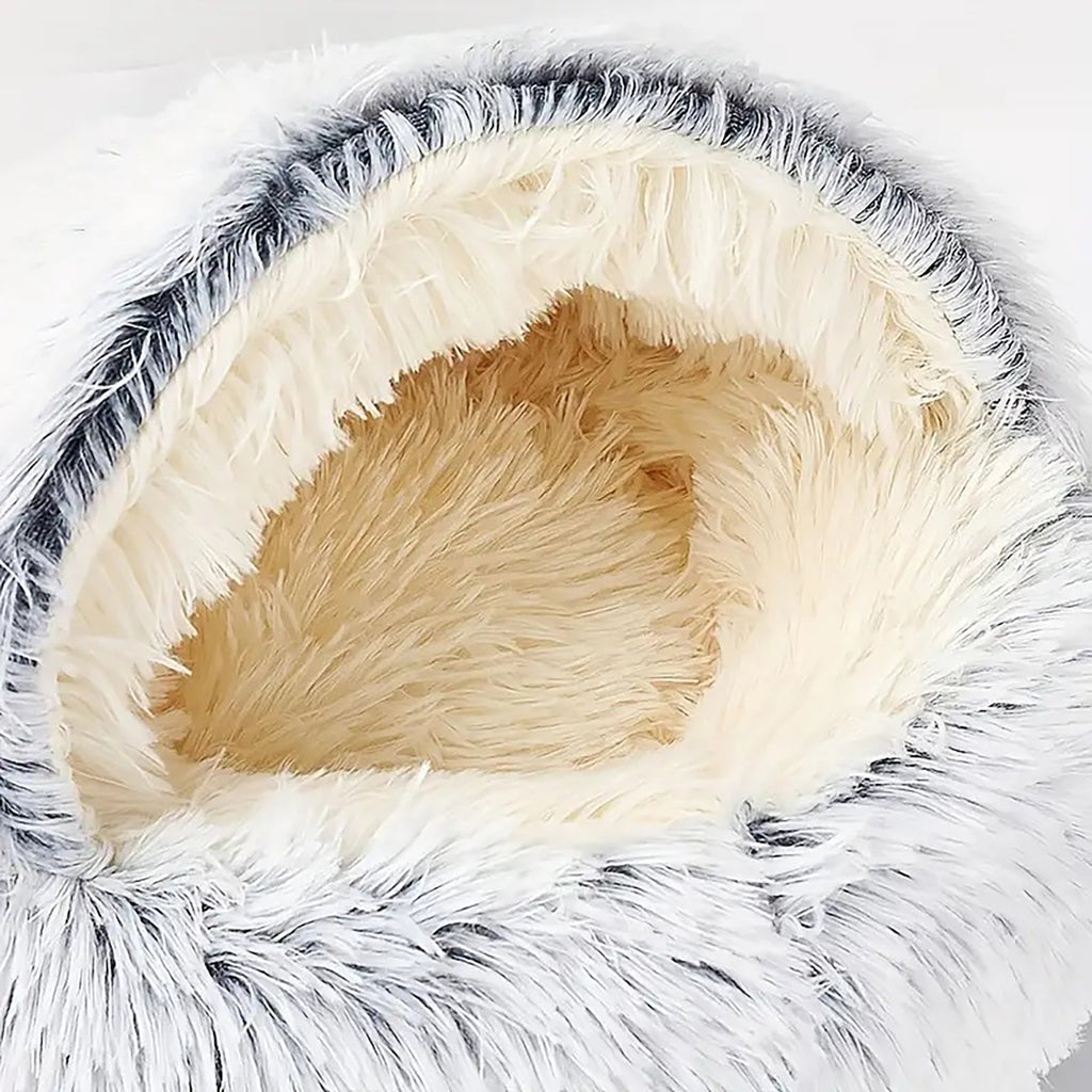 Luxurious Plush Round Cat Bed Cozy Half-Cave Haven