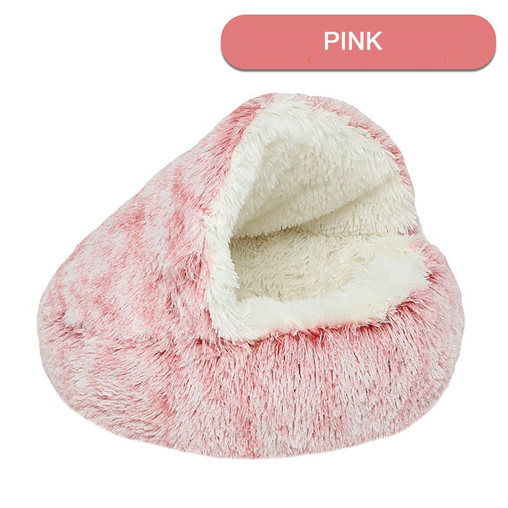 Luxurious Plush Round Cat Bed Cozy Half-Cave Haven