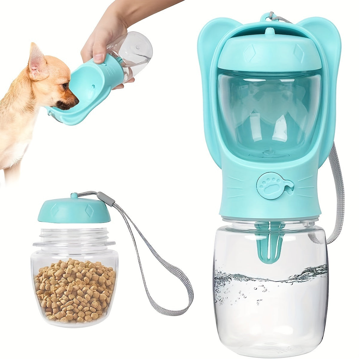 2-in-1 Portable Pet Water Bottle & Feeder Travel Hydration