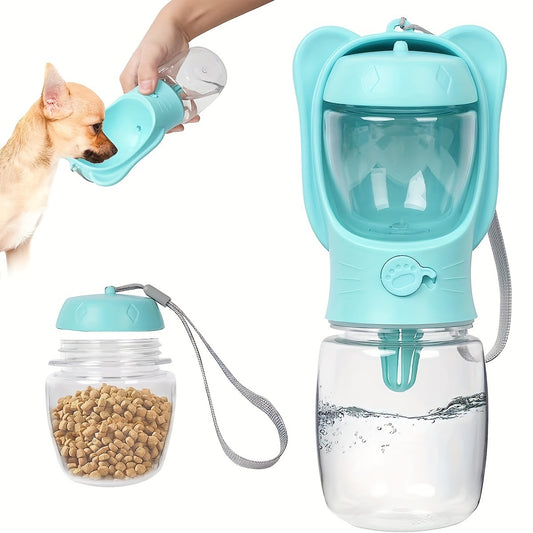 2-in-1 Portable Pet Water Bottle & Feeder Travel Hydration