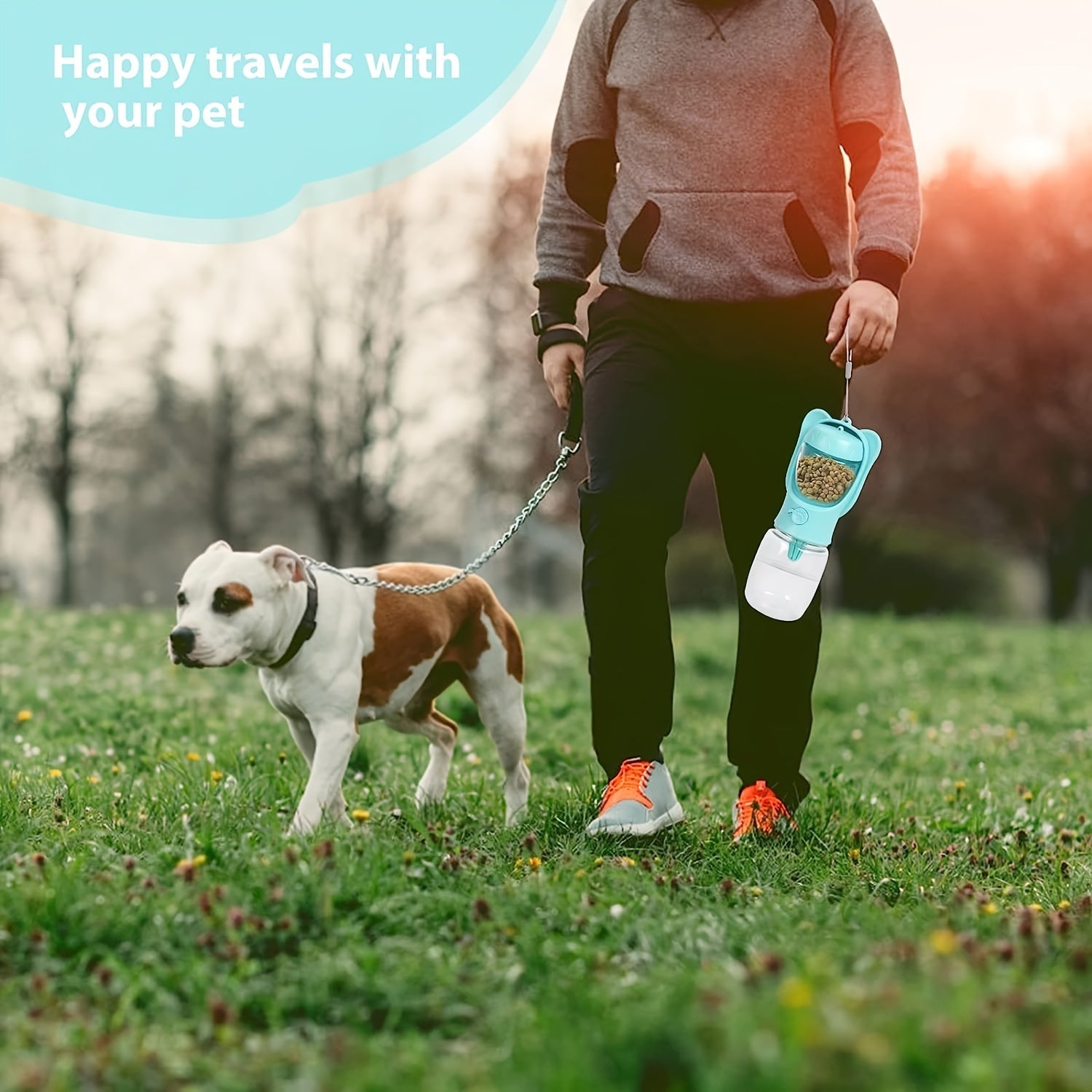2-in-1 Portable Pet Water Bottle & Feeder Travel Hydration