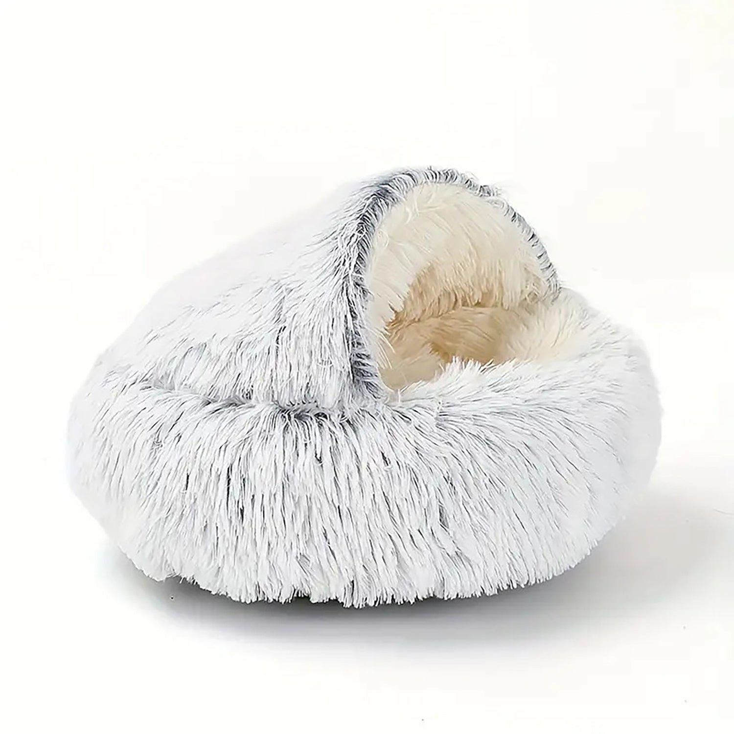 Luxurious Plush Round Cat Bed Cozy Half-Cave Haven