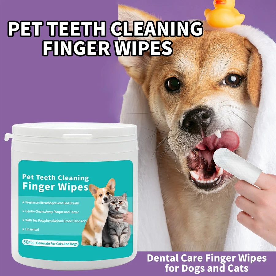 Disposable Pet Teeth Cleaning Wipes Fresh Breath Anywhere